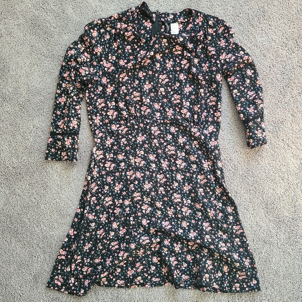 H&M divided floral zip back skater dress size 8